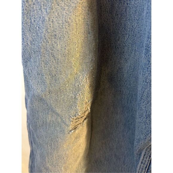 Carhartt 38x28 blue jean denim overalls USA thrashed‎ (missing buckle) rn#14806 - Picture 9 of 14